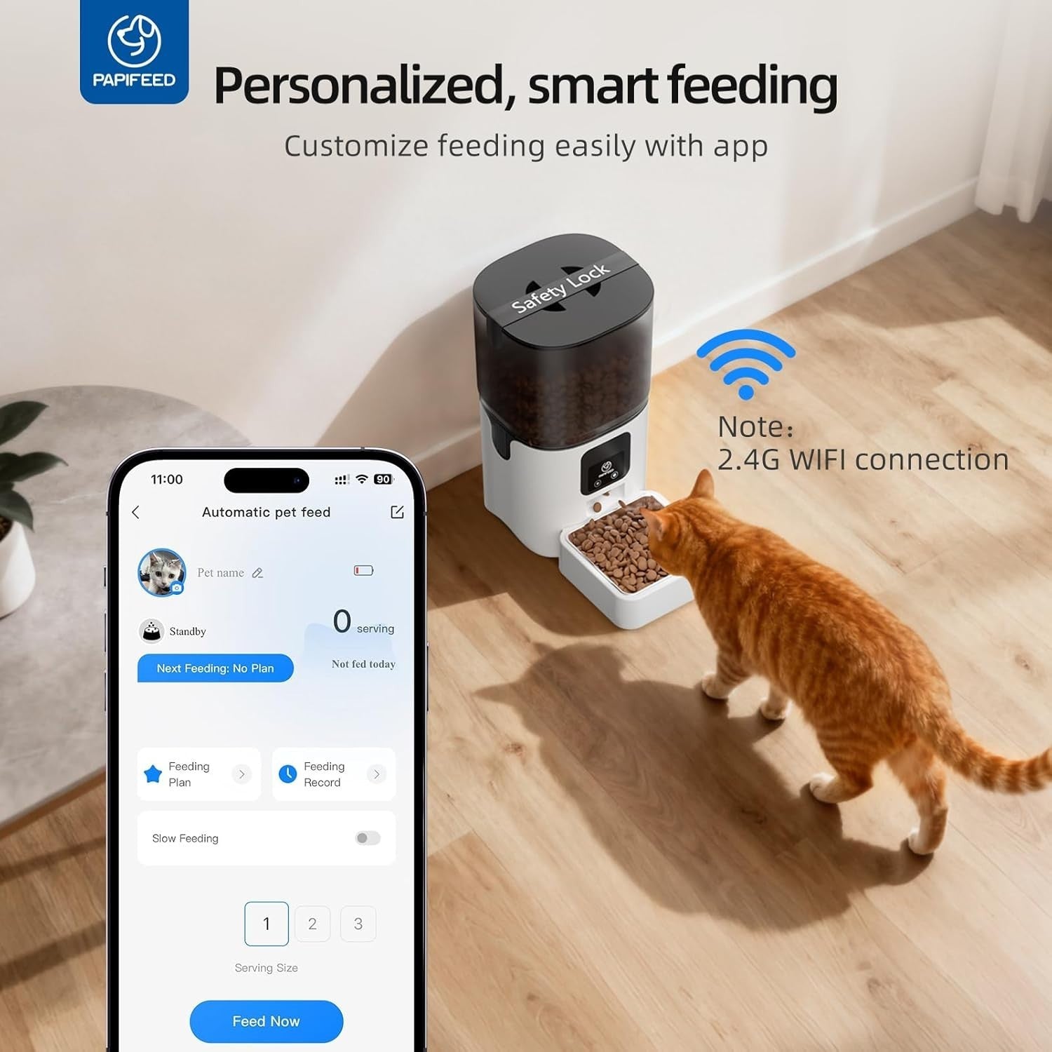 6L WiFi Automatic Cat Feeder Smart App Control Timed Food Dispenser
