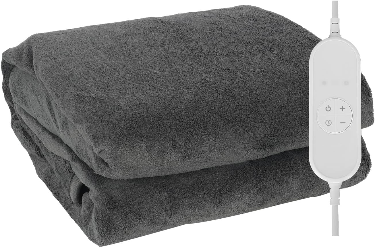 Electric Heated Throw Blanket 9 Heat Levels Timer Washable 160x130cm