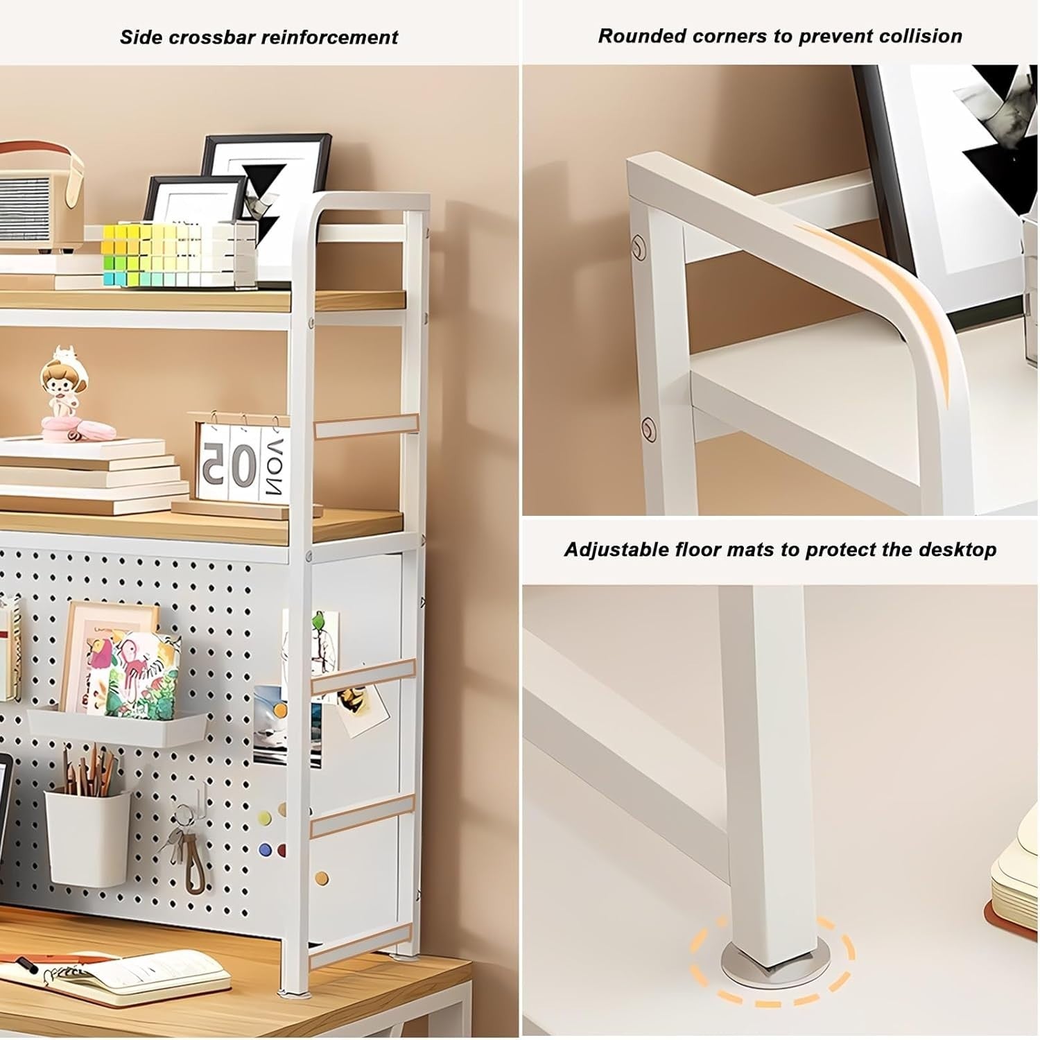 2-Tier Desktop Bookcase Metal/MDF Desk Organizer Shelf 90cm Black