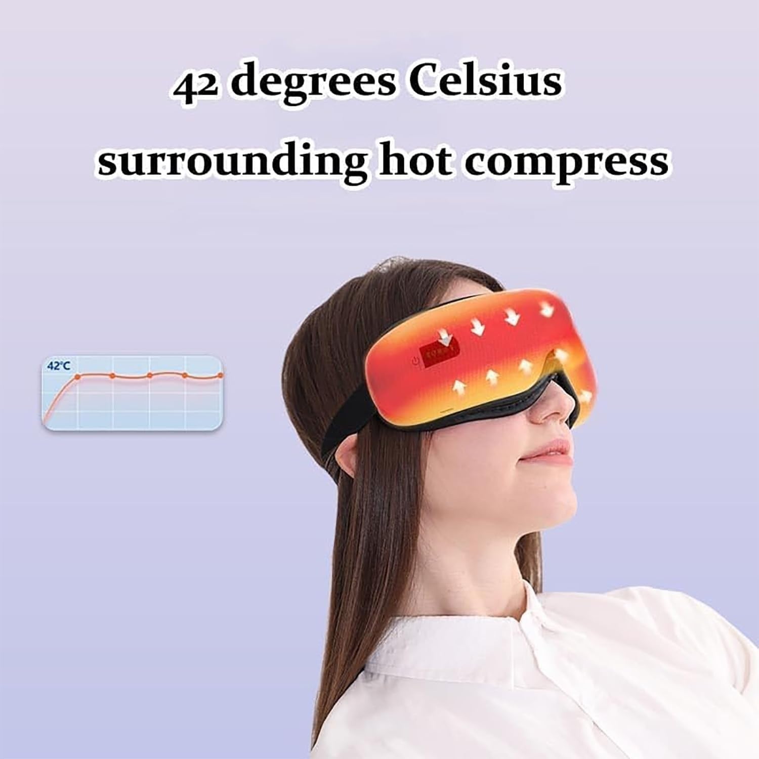 Air Pressure Eye Massager 42°C Heat Bluetooth 5 Modes