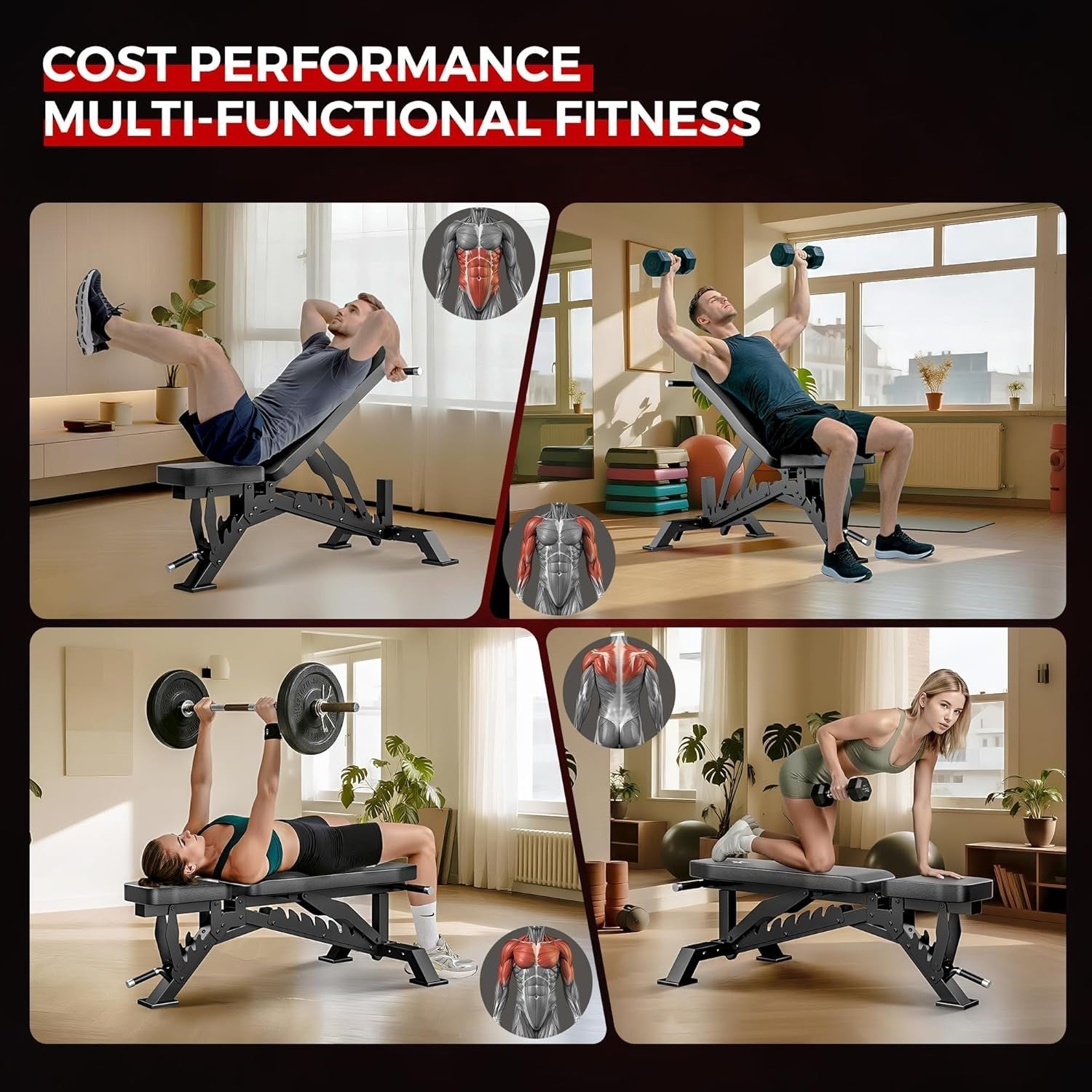 1300lb Adjustable Weight Bench Incline Decline Flat Home Gym