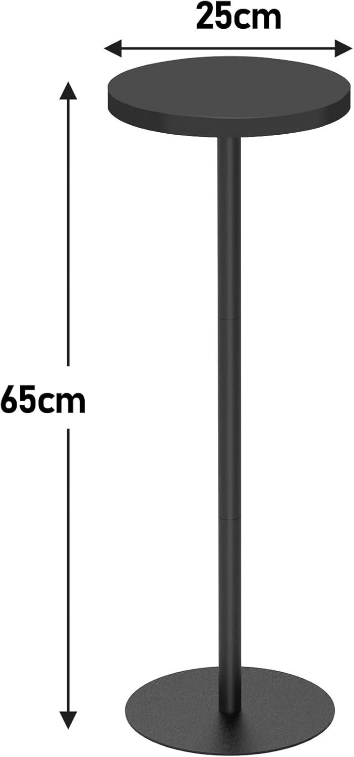 Tall Round Side Table – 25x25x70cm Small End Table Black