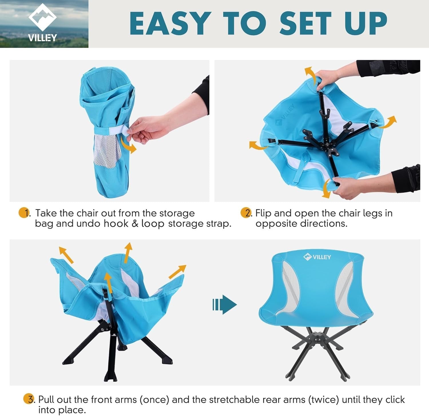 Lightweight Folding Camping Chair 150KG Compact Travel Seat w/ Bag Blue