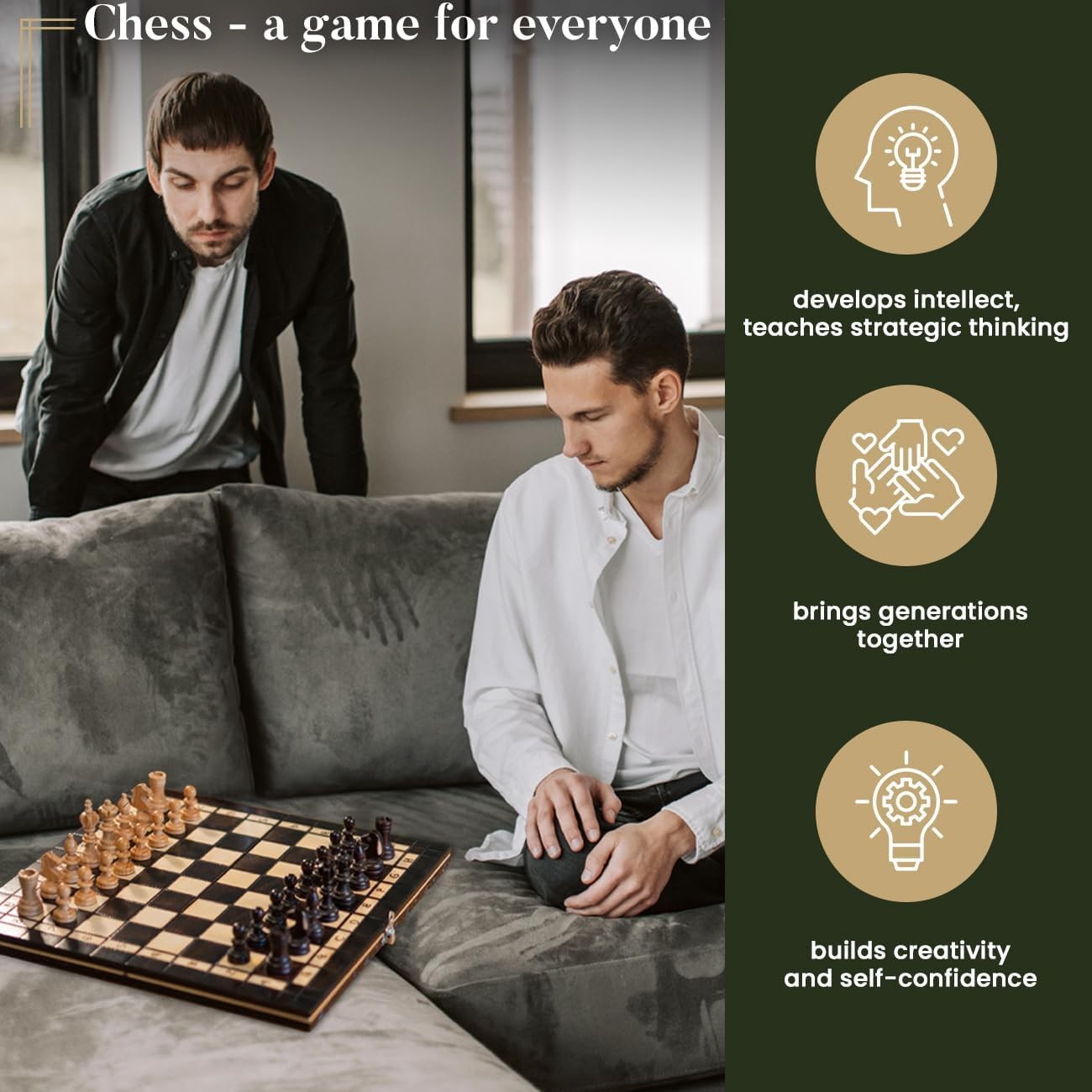 35cm Cherry Wood Chess & Draughts Set | 2-in-1 Folding Board Game for Adults & K