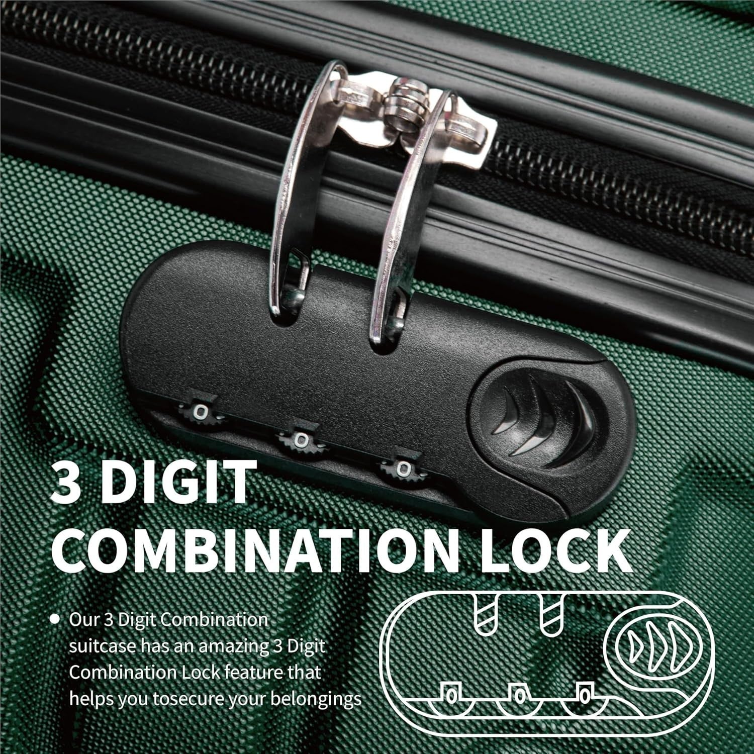 32'' Extra Large Suitcase Hard Shell ABS Lightweight 4 Wheel 125L Lock