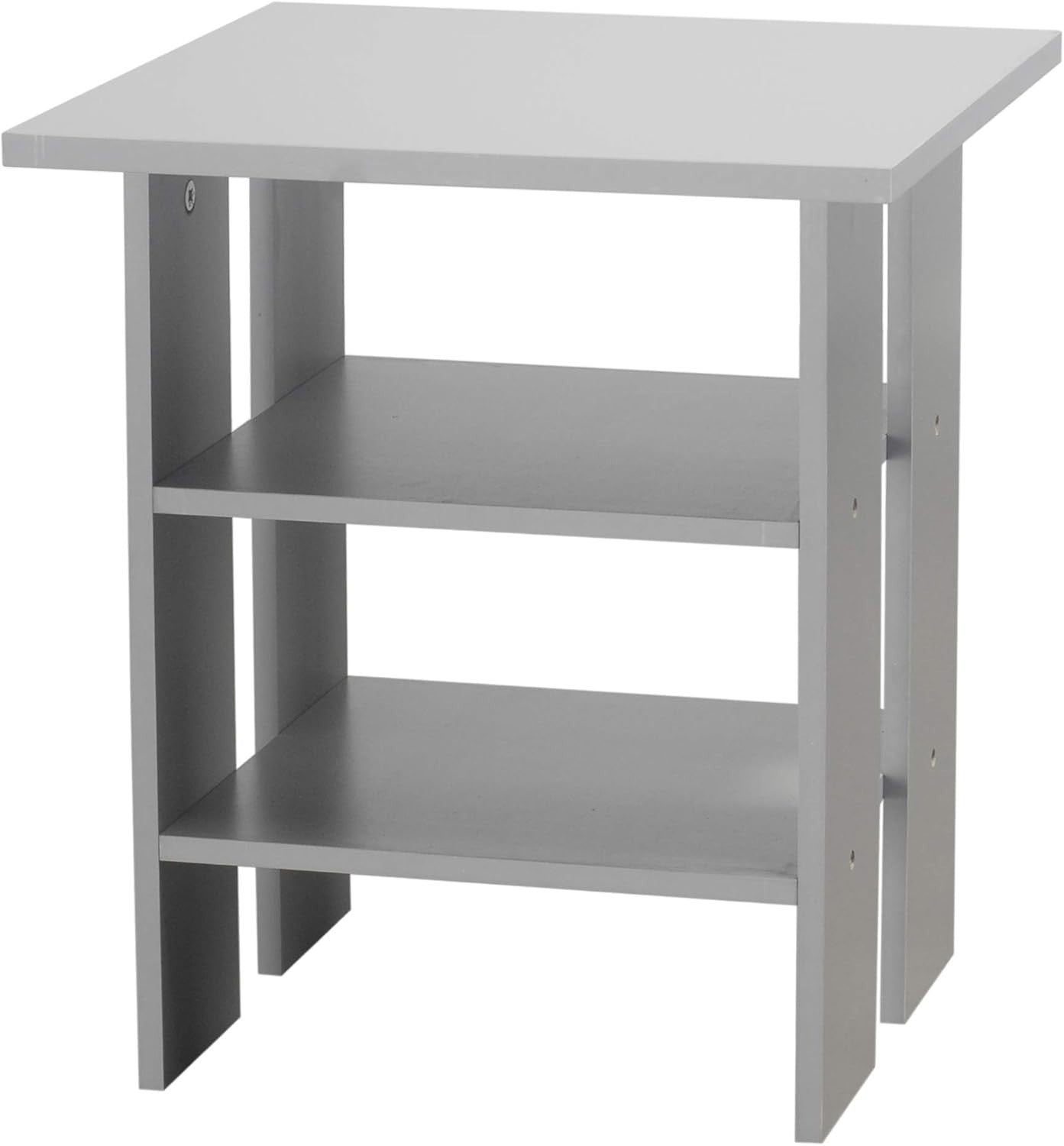 Modern 2-Tier Grey Wooden Side Table – Compact End Table with Storage