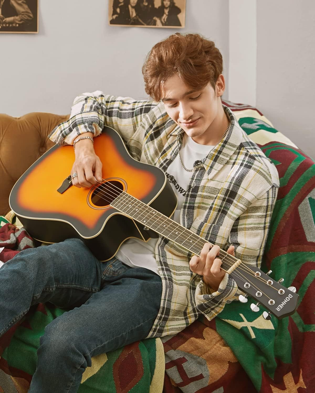 Full Size 4/4 Cutaway Acoustic Guitar Starter Kit w/ Bag Tuner