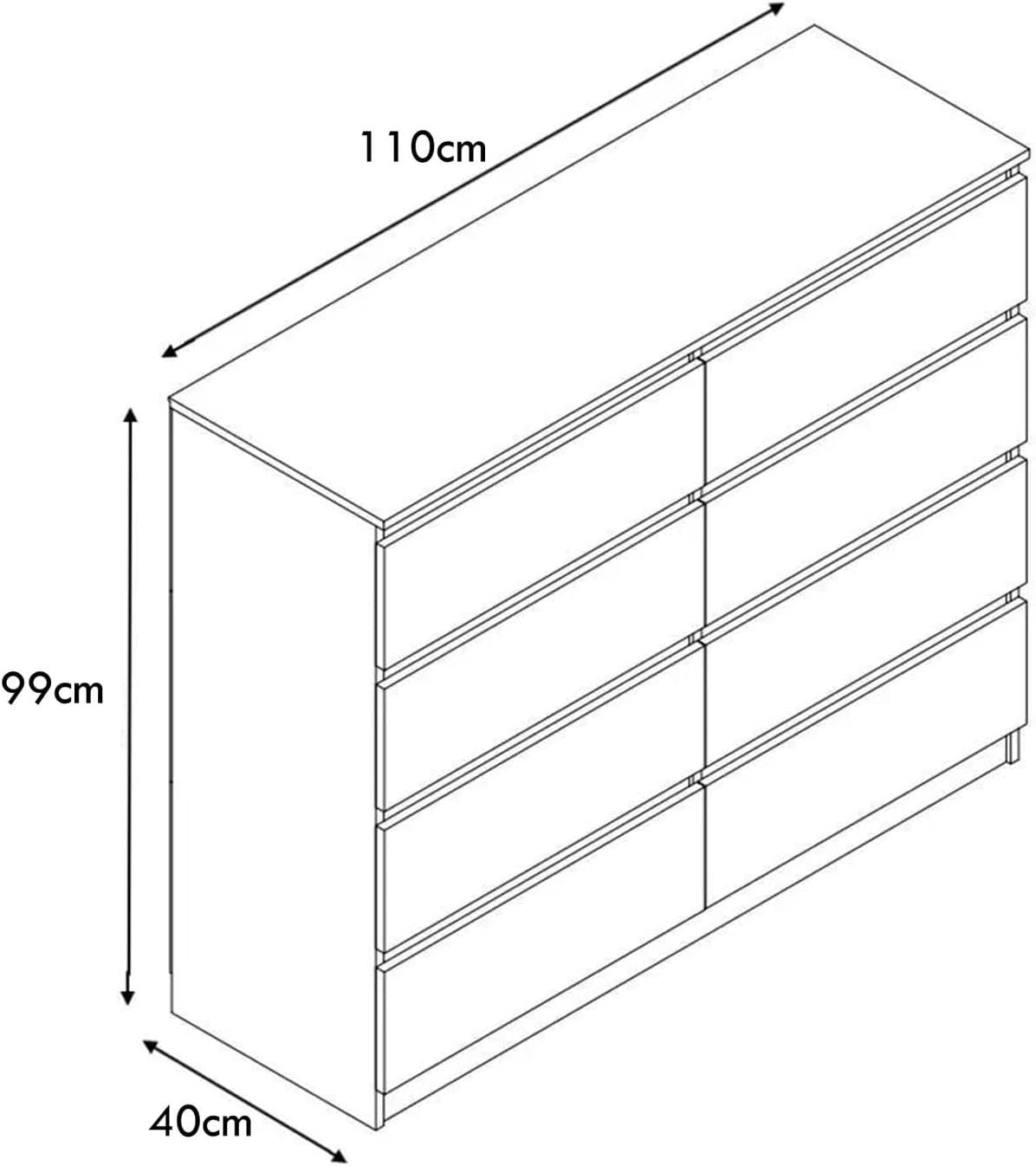 Modern 8-Drawer White Chest Extra Large Storage Bedroom Organizer Compact