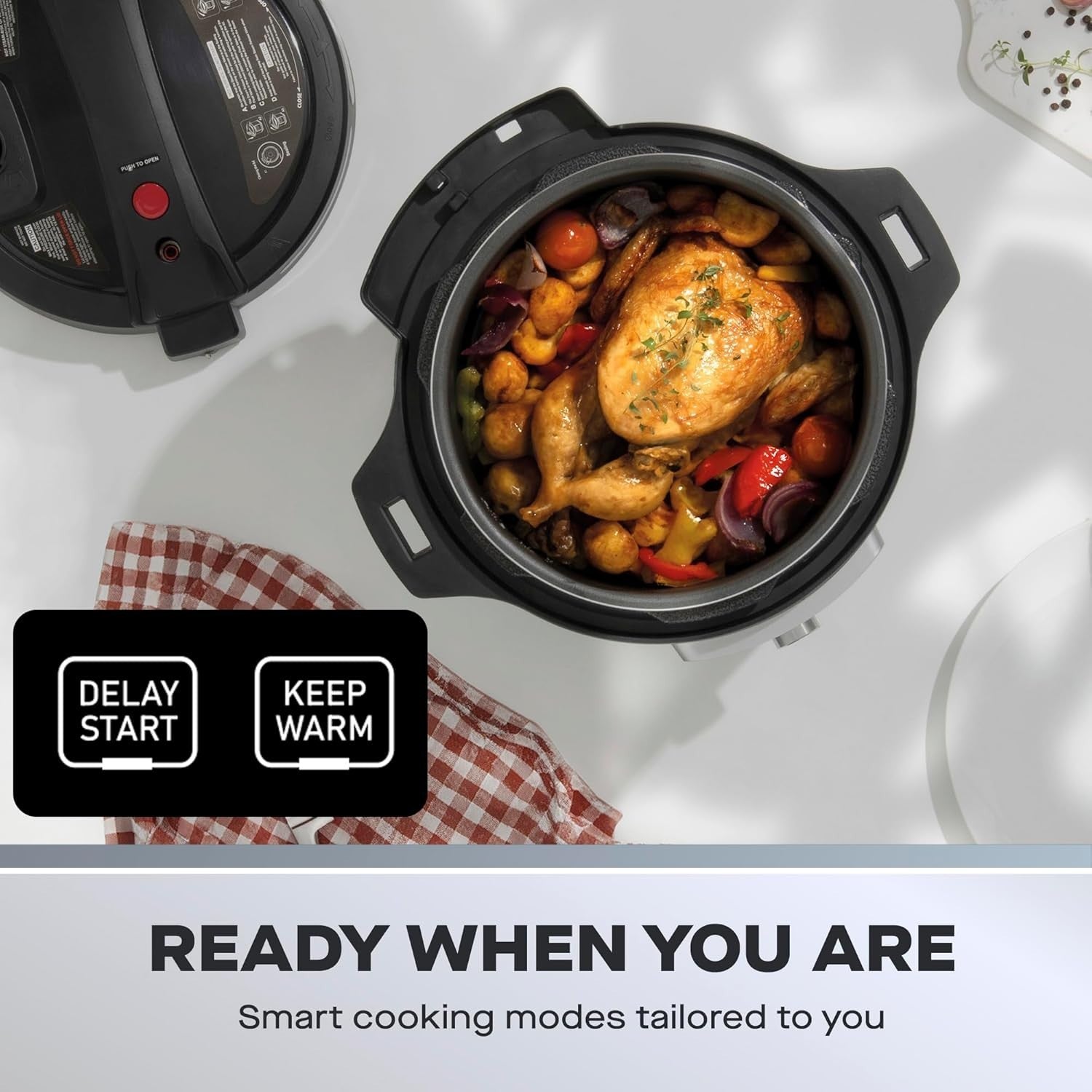 6L 2-in-1 Air Fryer Pressure Cooker 15 Presets Healthy Fast Cooker Steam Roast