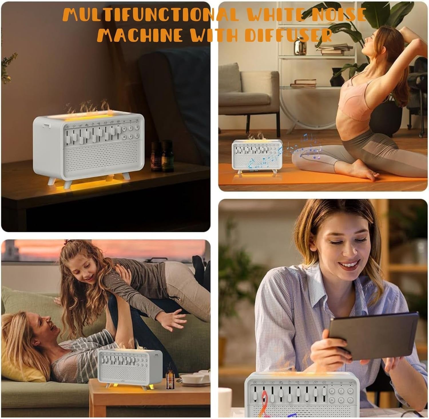 4-in-1 White Noise Machine with Bluetooth Speaker, Humidifier & Night Light