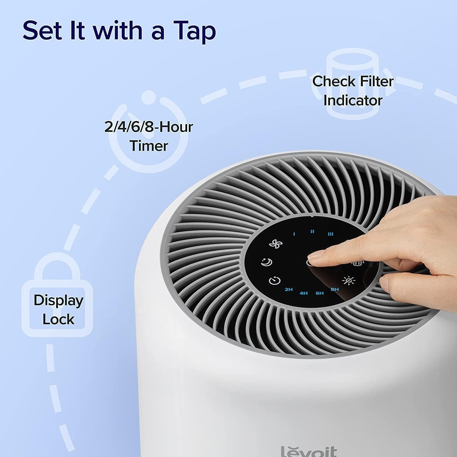 HEPA Air Purifier CADR 187m³/h Bedroom 80m² Quiet 24dB Allergy Smoke