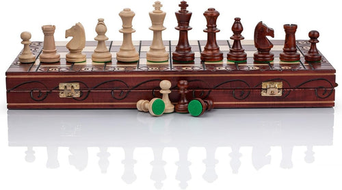 48cm Tournament Wooden Chess Set | Foldable Board | Weighted Staunton Pieces