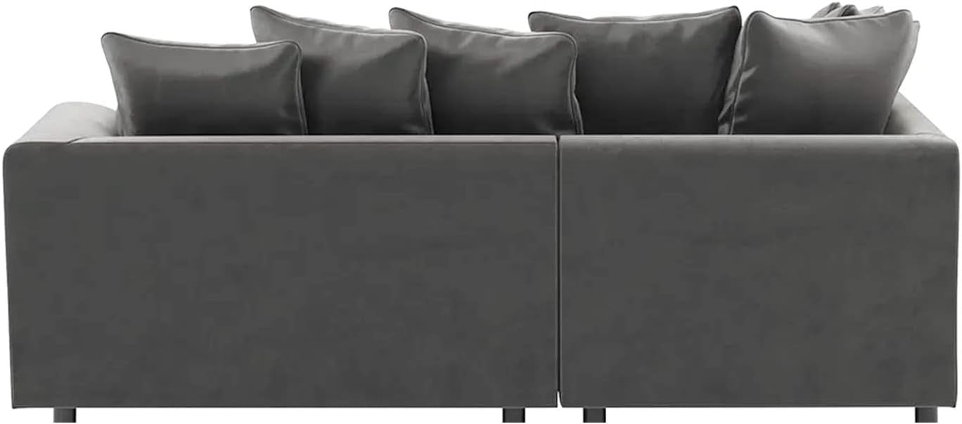 Grey Velvet L-Shaped 4-Seater Corner Sofa Full Foam Cushions LH