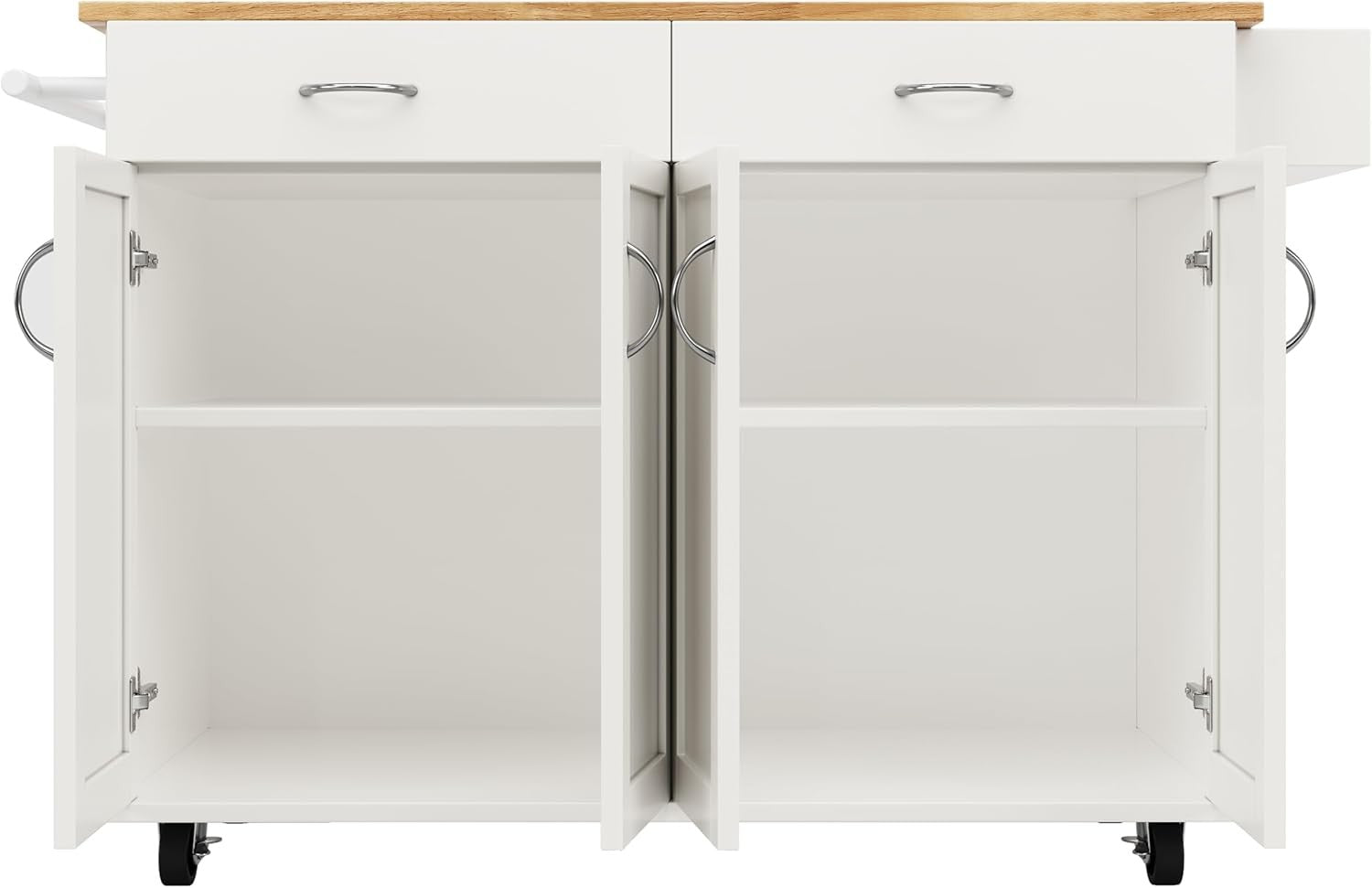 Rolling Kitchen Island Trolley Cabinet 2 Drawers Adjustable Shelf Wheels