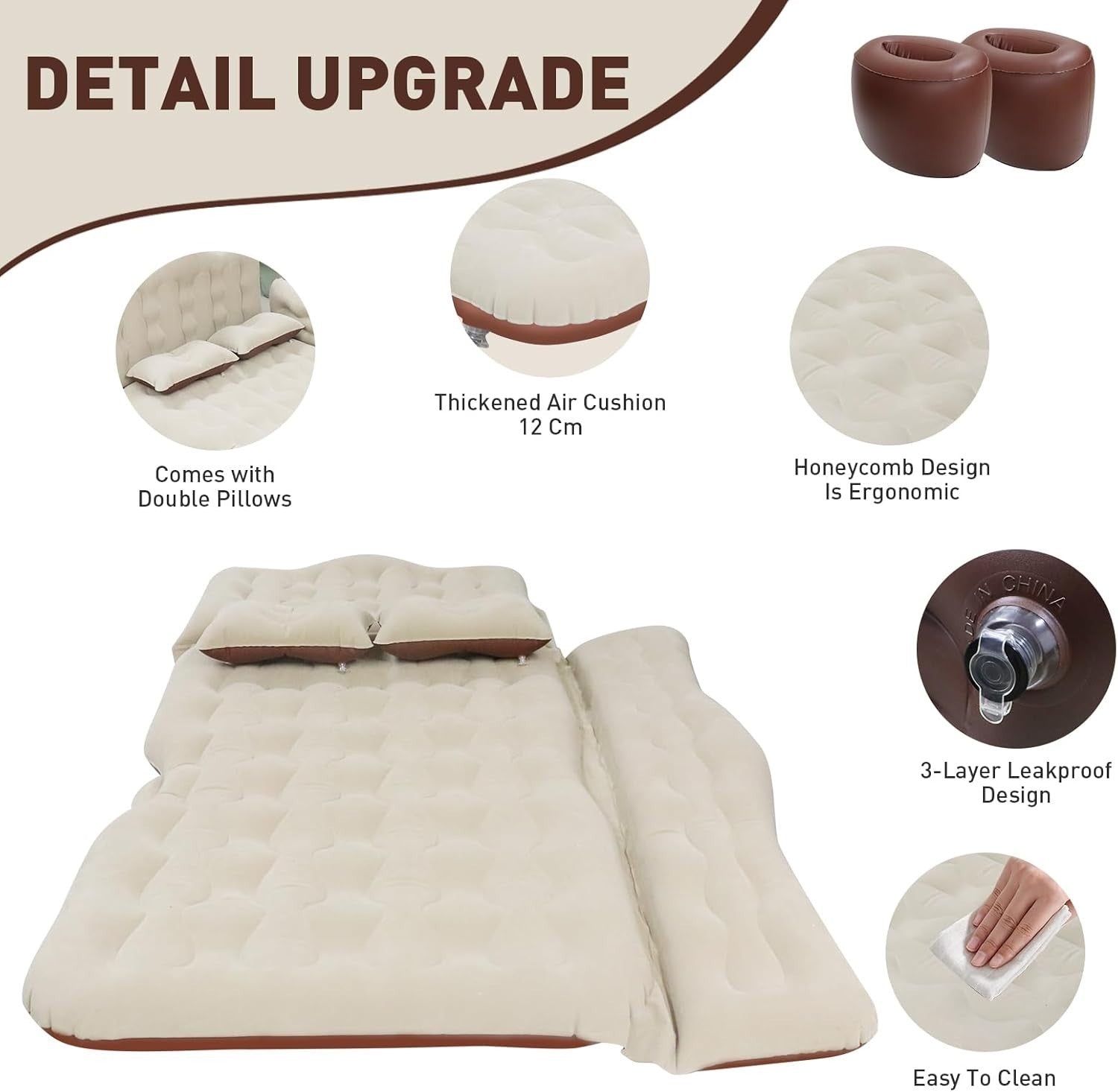 Luxury Car Air Mattress SUV Back Seat Bed w Pump Pillows Camping Travel