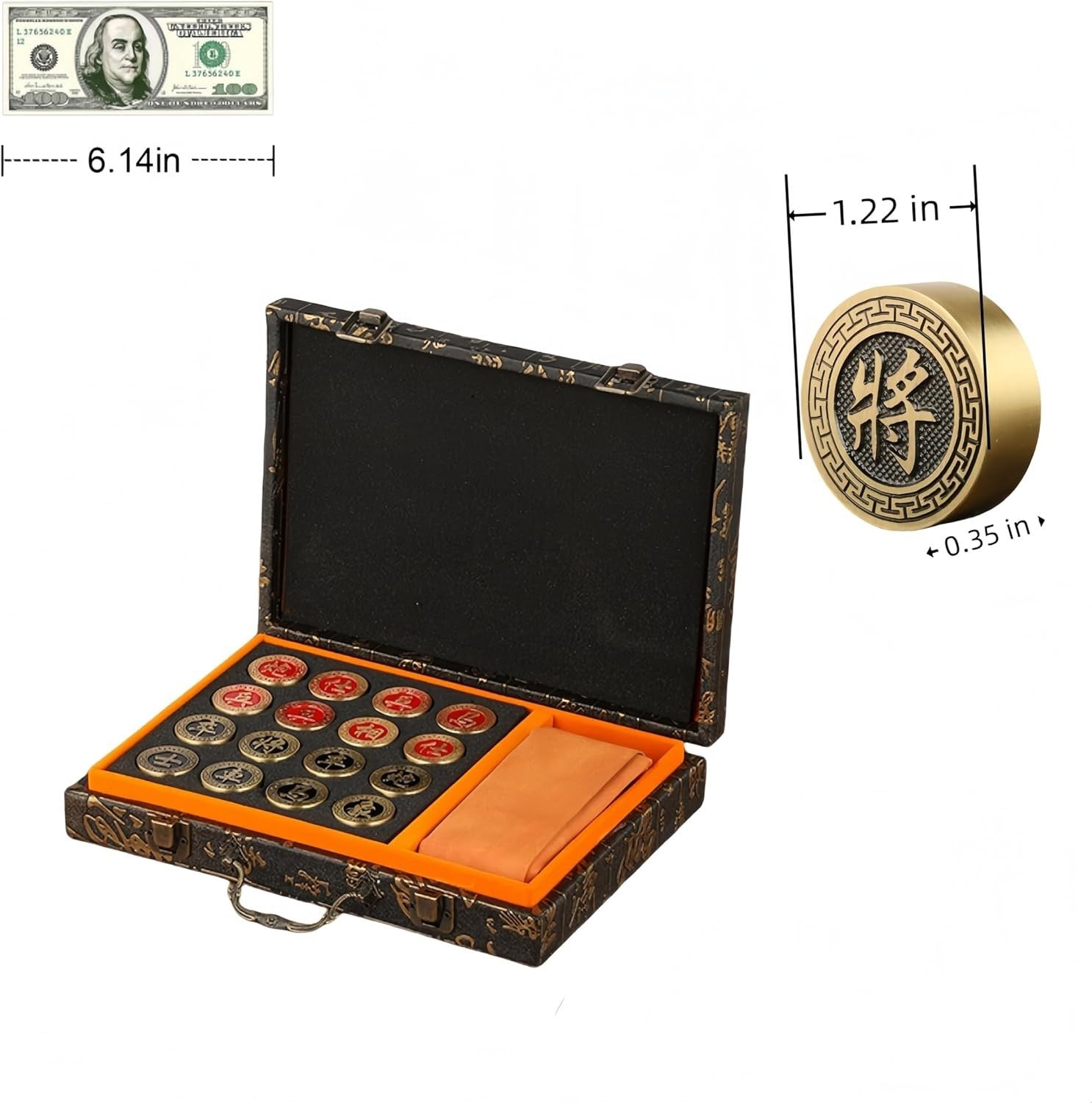 Brass Xiangqi Chess Set Feng Shui Decor Luxury Chinese Strategy Game