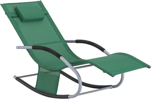 Garden Rocking Sun Lounger Recliner Chair Outdoor Patio Seat w/ Pillow
