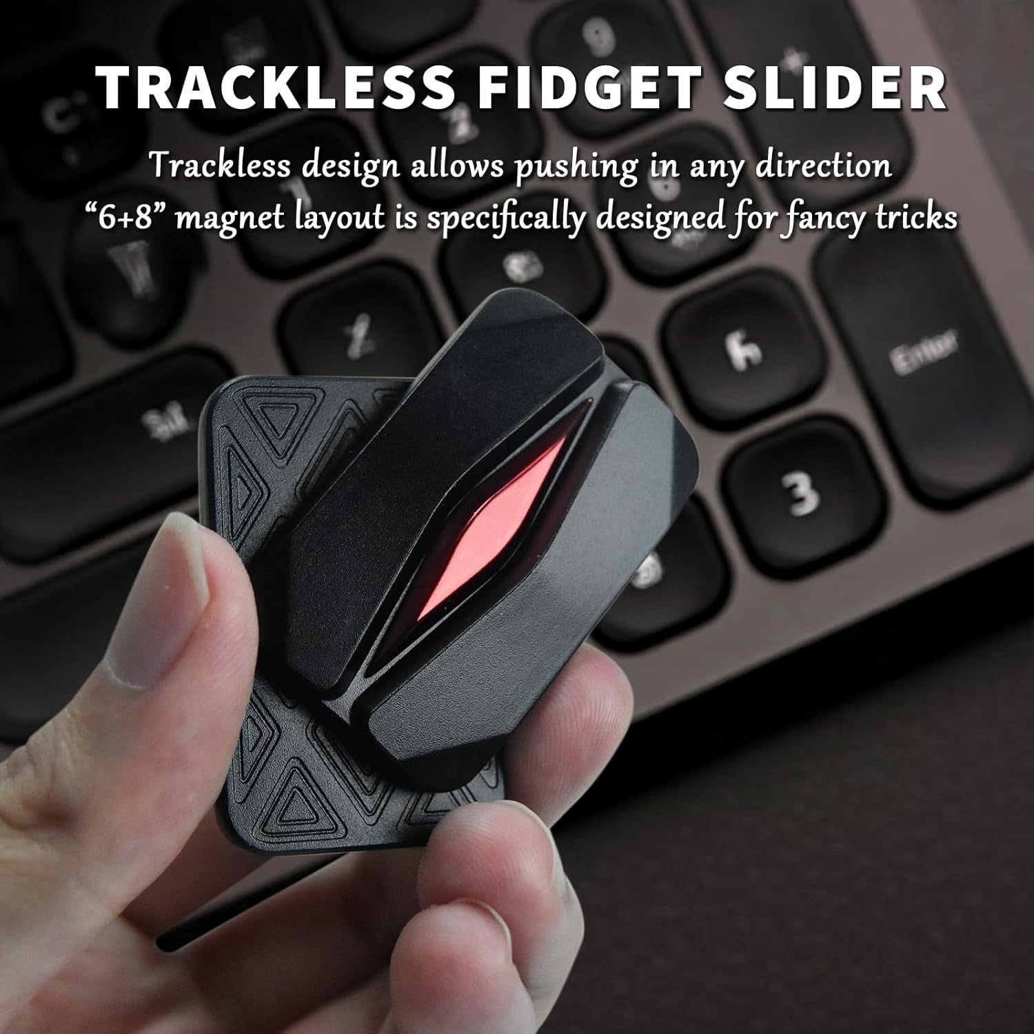 Magnetic Fidget Slider Black Red Zinc Alloy Executive Desk Toy