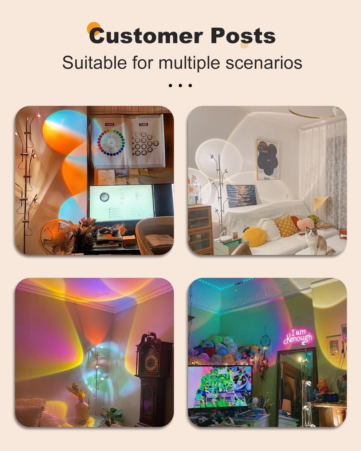 RGB Halo Projector Floor Lamp Multi Head Ambient LED Mood Light