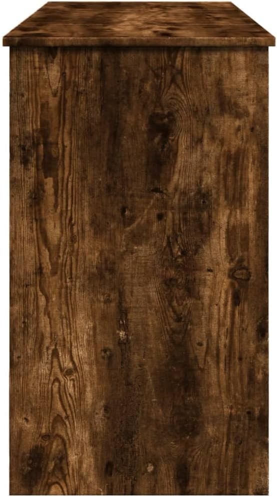 Modern Vanity Desk Smoked Oak Makeup Table Mirror Storage Wood Style