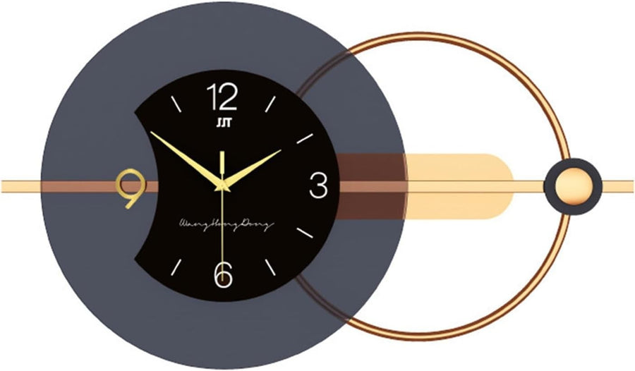 Modern Silent Metal Wall Clock 80x38cm Tick-Free Quartz for Living Room