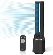 2-in-1 Bladeless Tower Fan Air Purifier HEPA Filter 10-Speed Remote Black Quiet