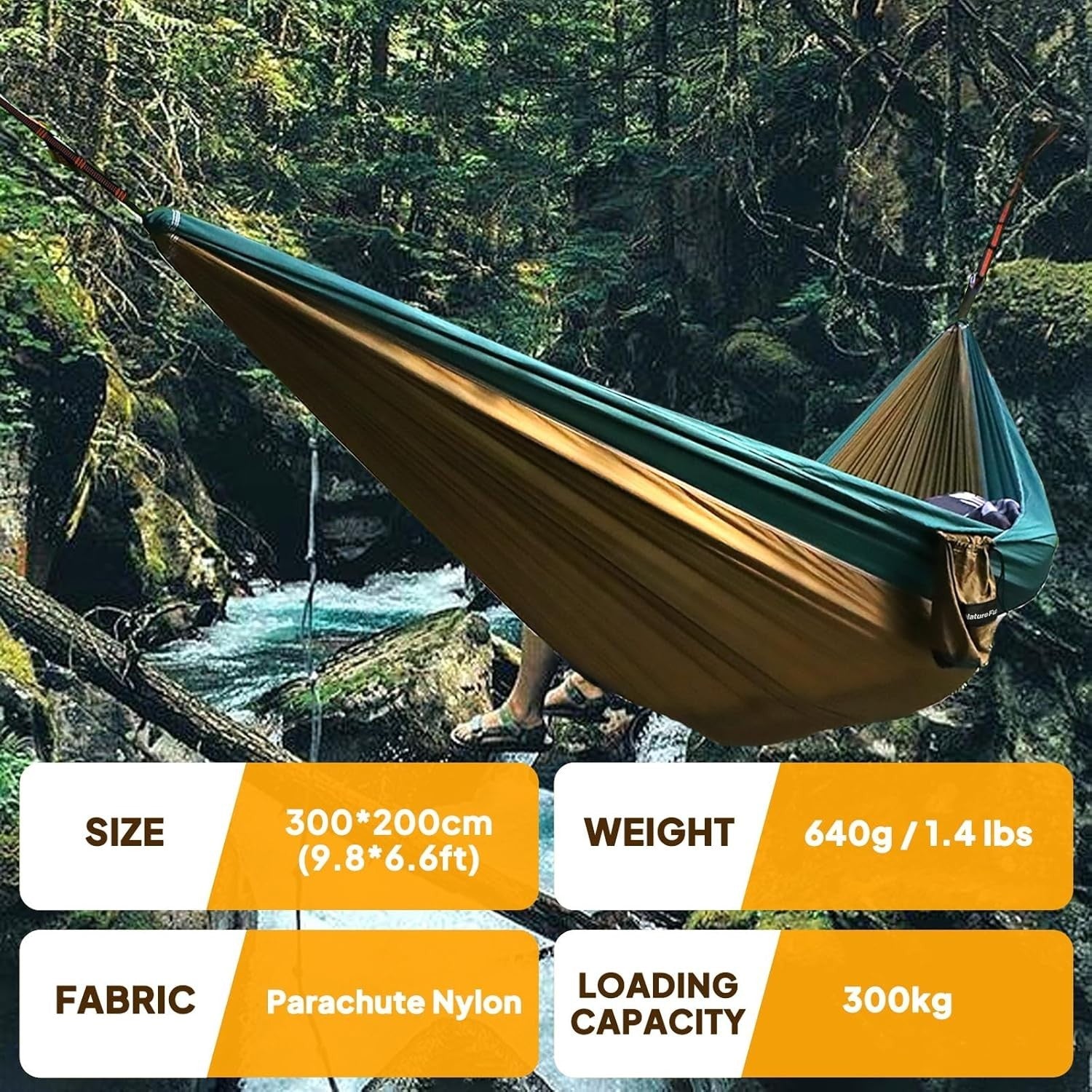 Camping Hammock 300kg Ultra-Light 300x200cm Nylon Quick Dry Travel Bed