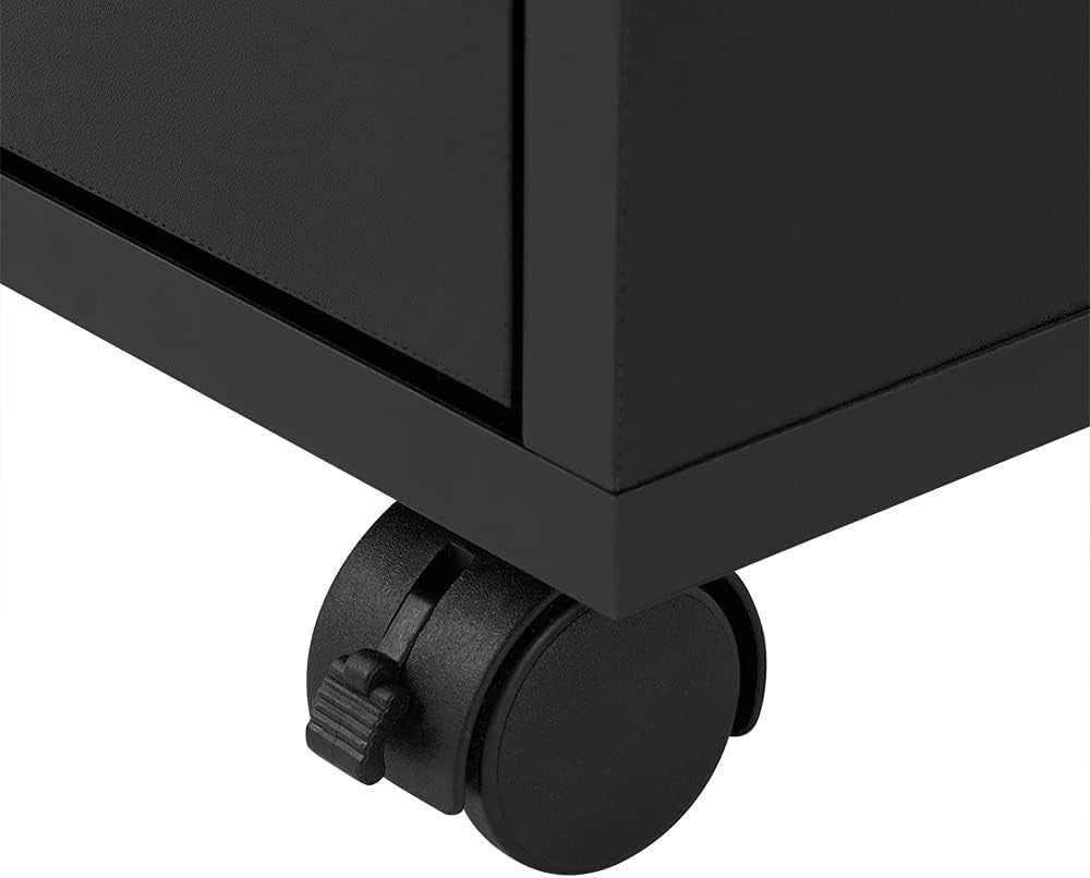 Black Rolling Drawer Cabinet 3 Tier Under Desk Office File Storage