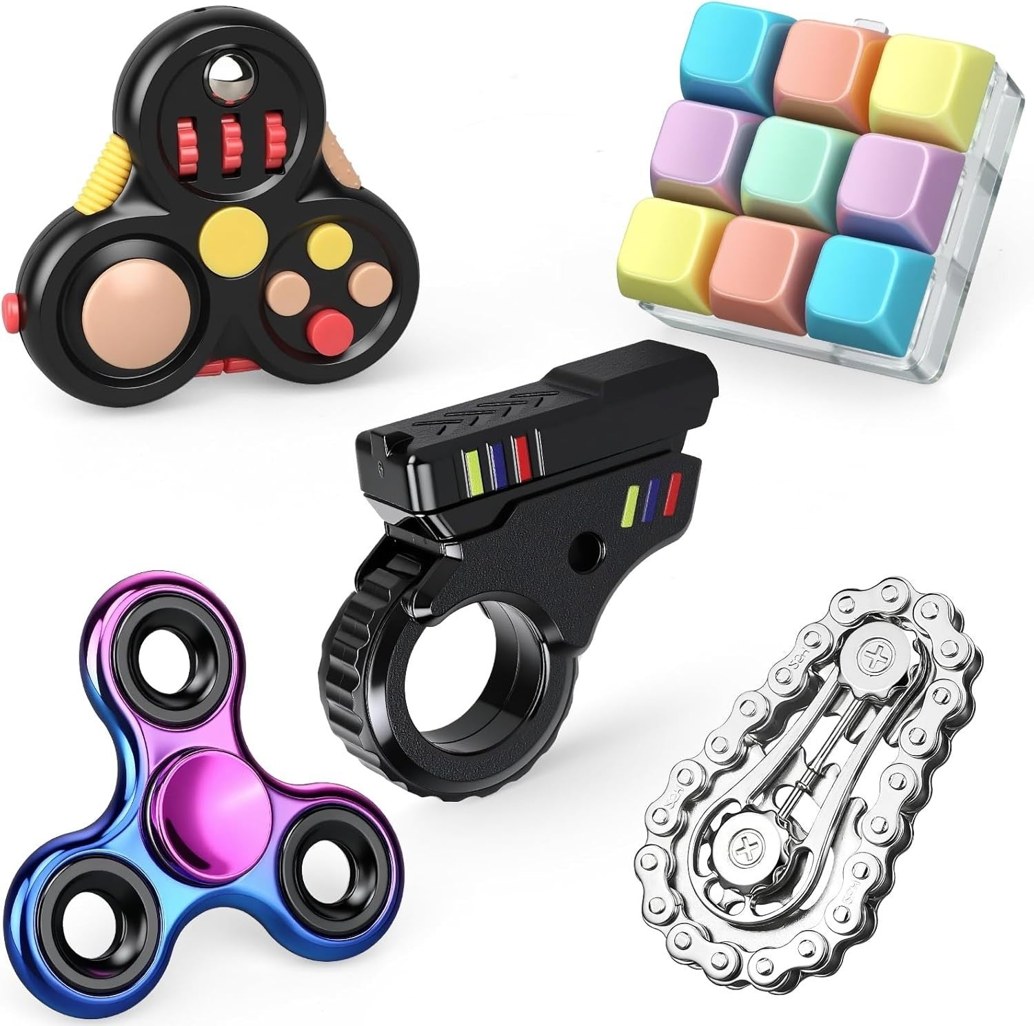 5PC Fidget Toy Set Sensory Stress Relief Cube Spinner Desk Gift
