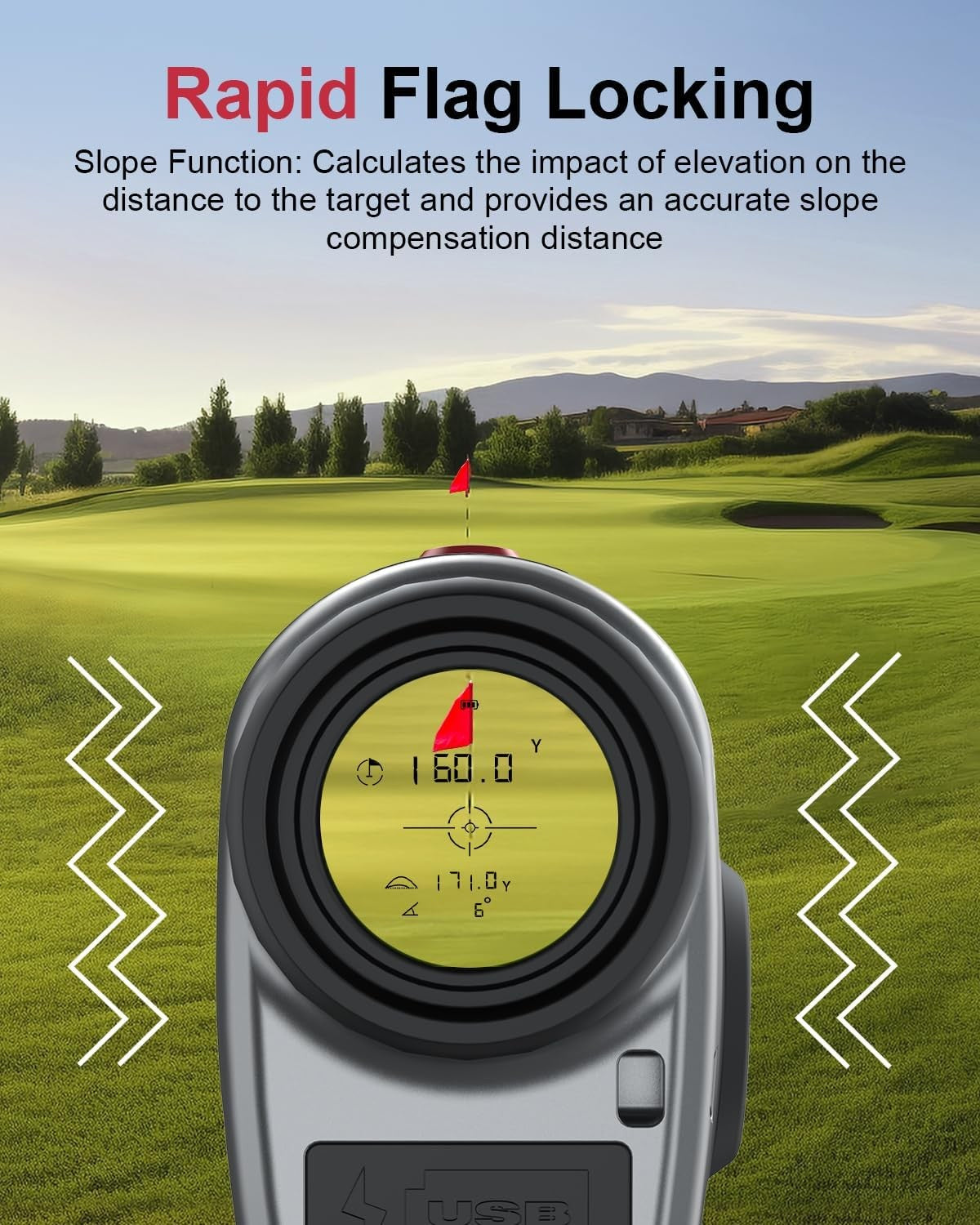 Golf Laser Rangefinder 1300 Yards Slope Mode Flag Lock Vibration 7X