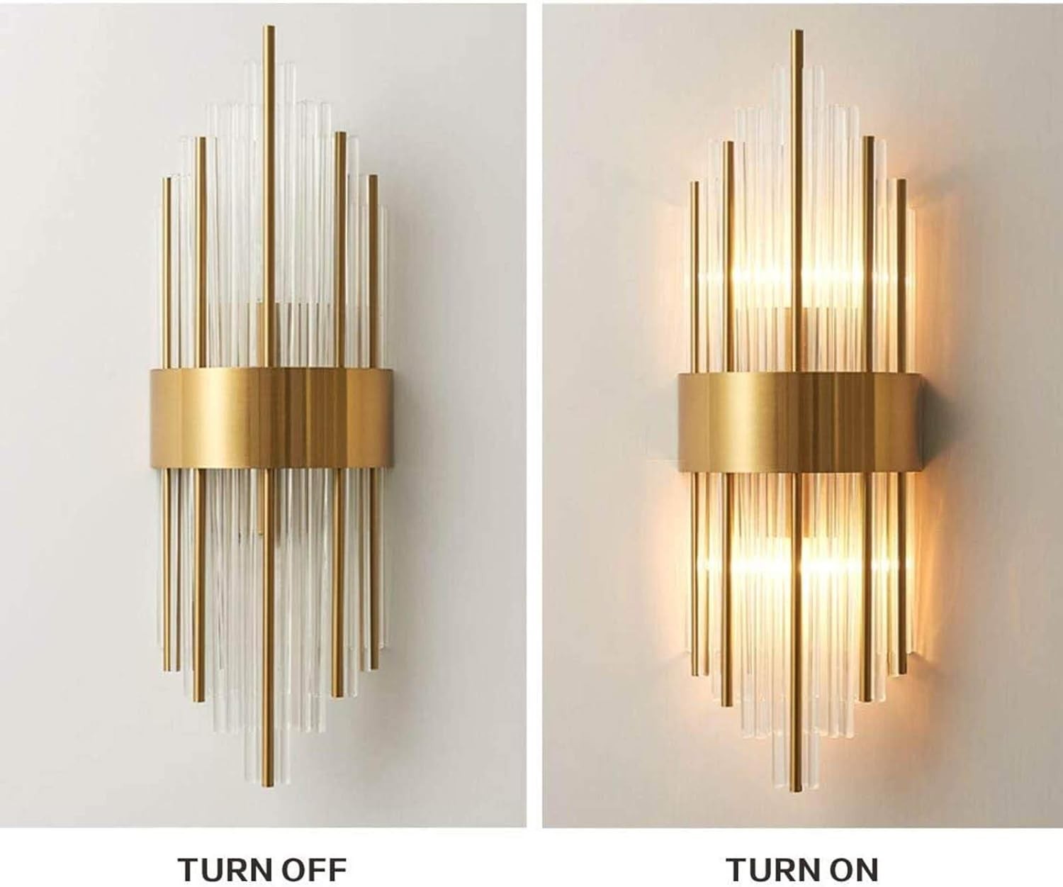 Crystal Wall Sconce Light Modern Gold Art Deco Fixture Lamp Pair E14