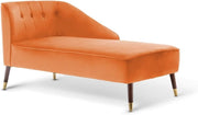 Modern Orange Velvet Tufted Right Hand Chaise Lounge Chair Bedroom 160cm.