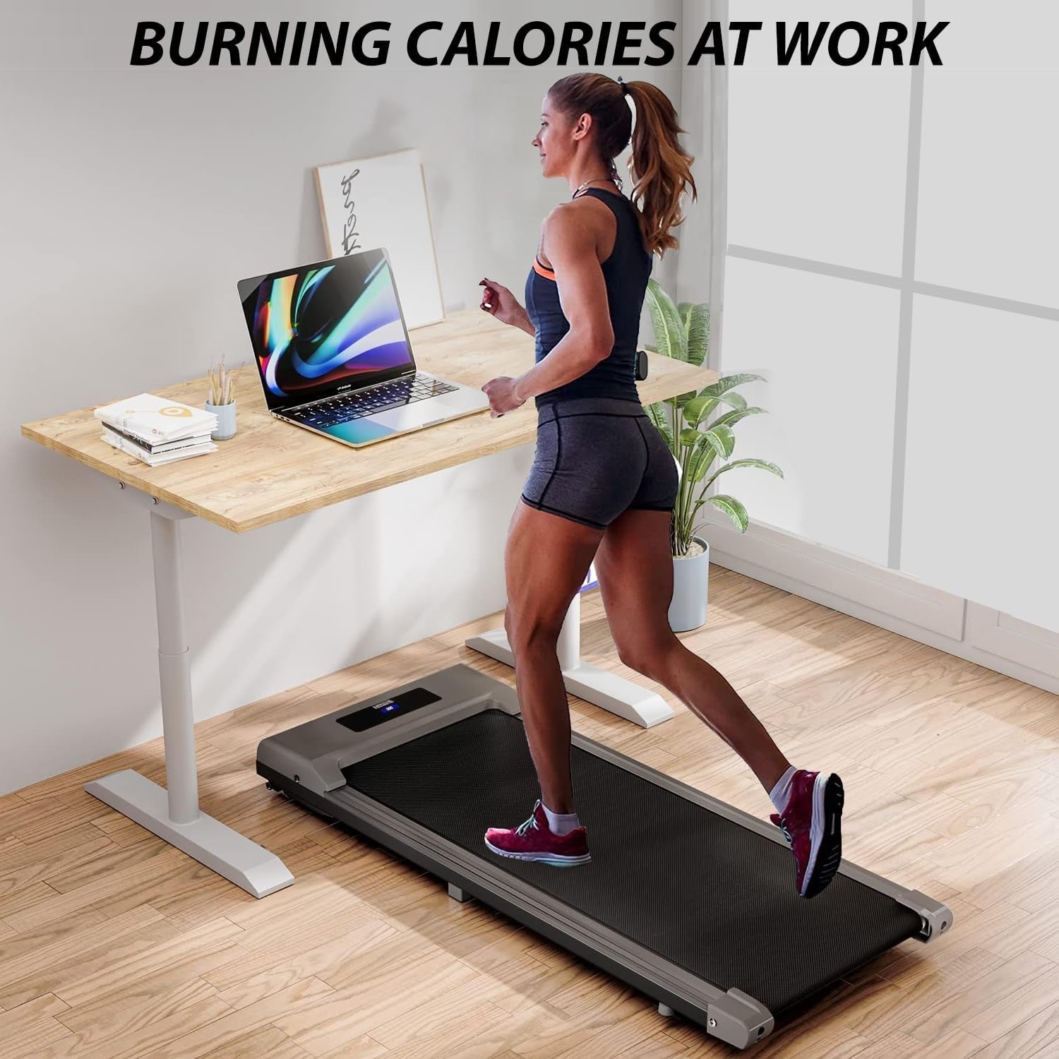 Under Desk Treadmill Walking Running Machine 1-12km/h Bluetooth Remote