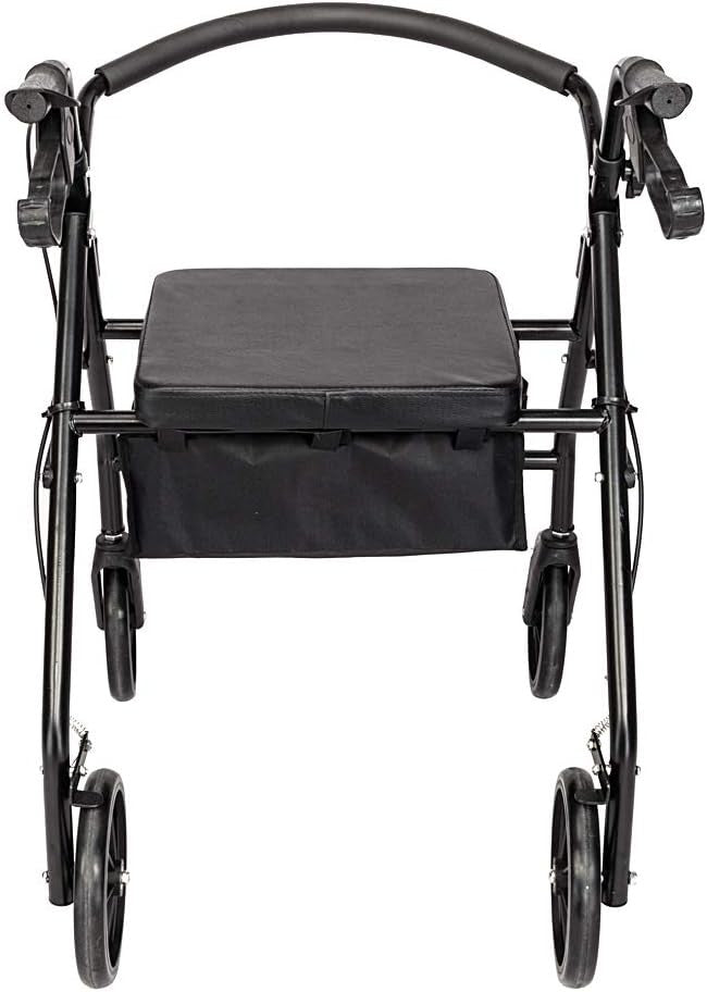 4 Wheel Rollator Walker with Seat Backrest Folding 8 Inch Wheels Lightweight