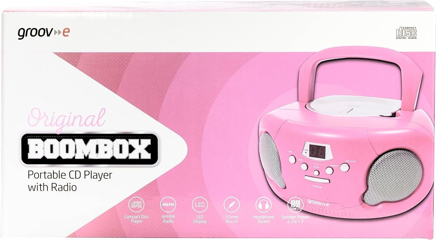 Portable Boombox CD Player Radio AUX Headphone Kids Story CD Pink