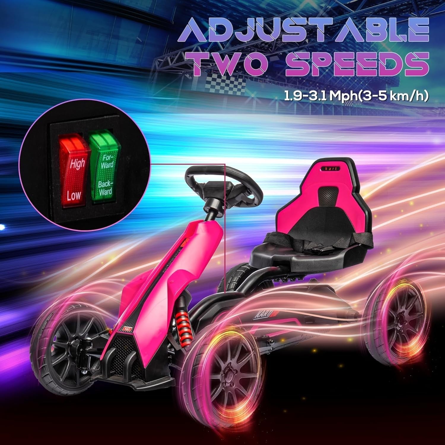Kids Electric Go Kart 12V Drift Kart Ride On Car Pink Seat Belt 30kg