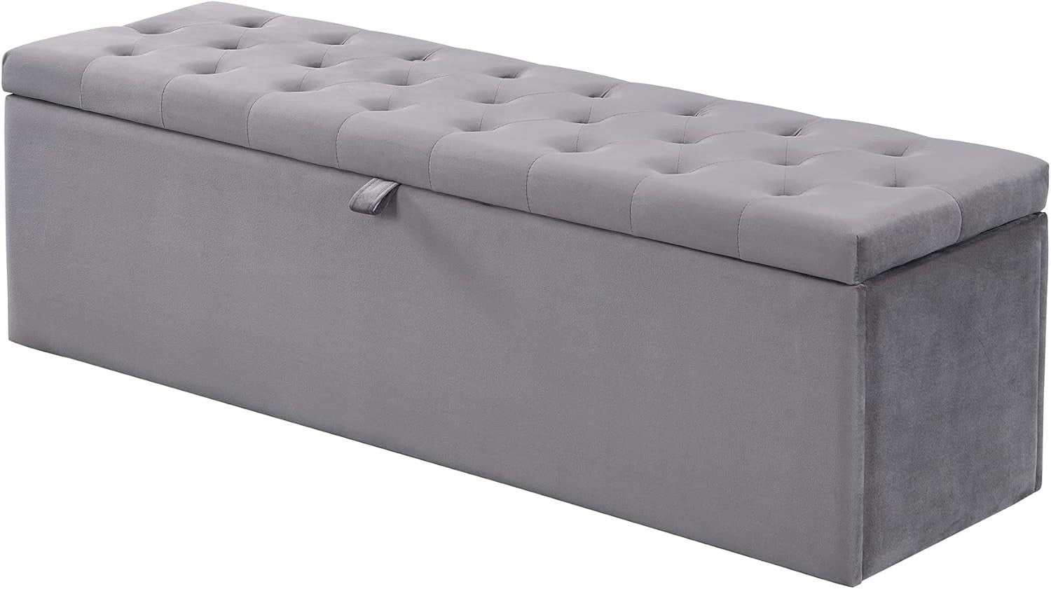 Large Velvet Storage Ottoman Bench with Cushion – Bedroom Hallway Footstool