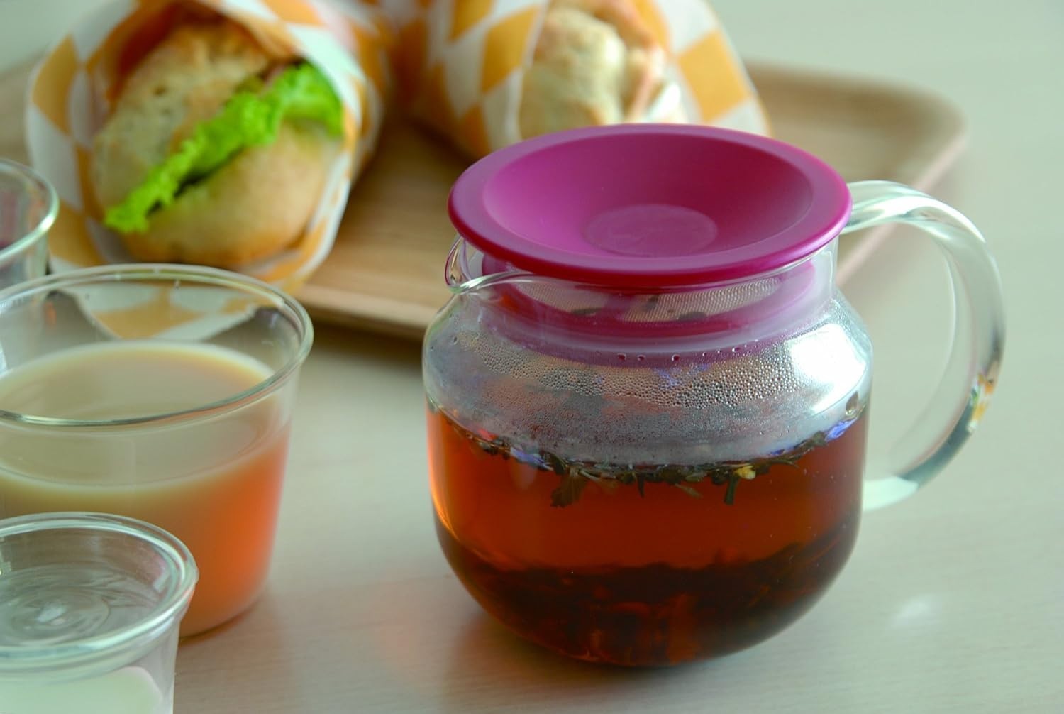 Glass Teapot 280ml with Stainless Steel Infuser Lid Tea Brewer Clear