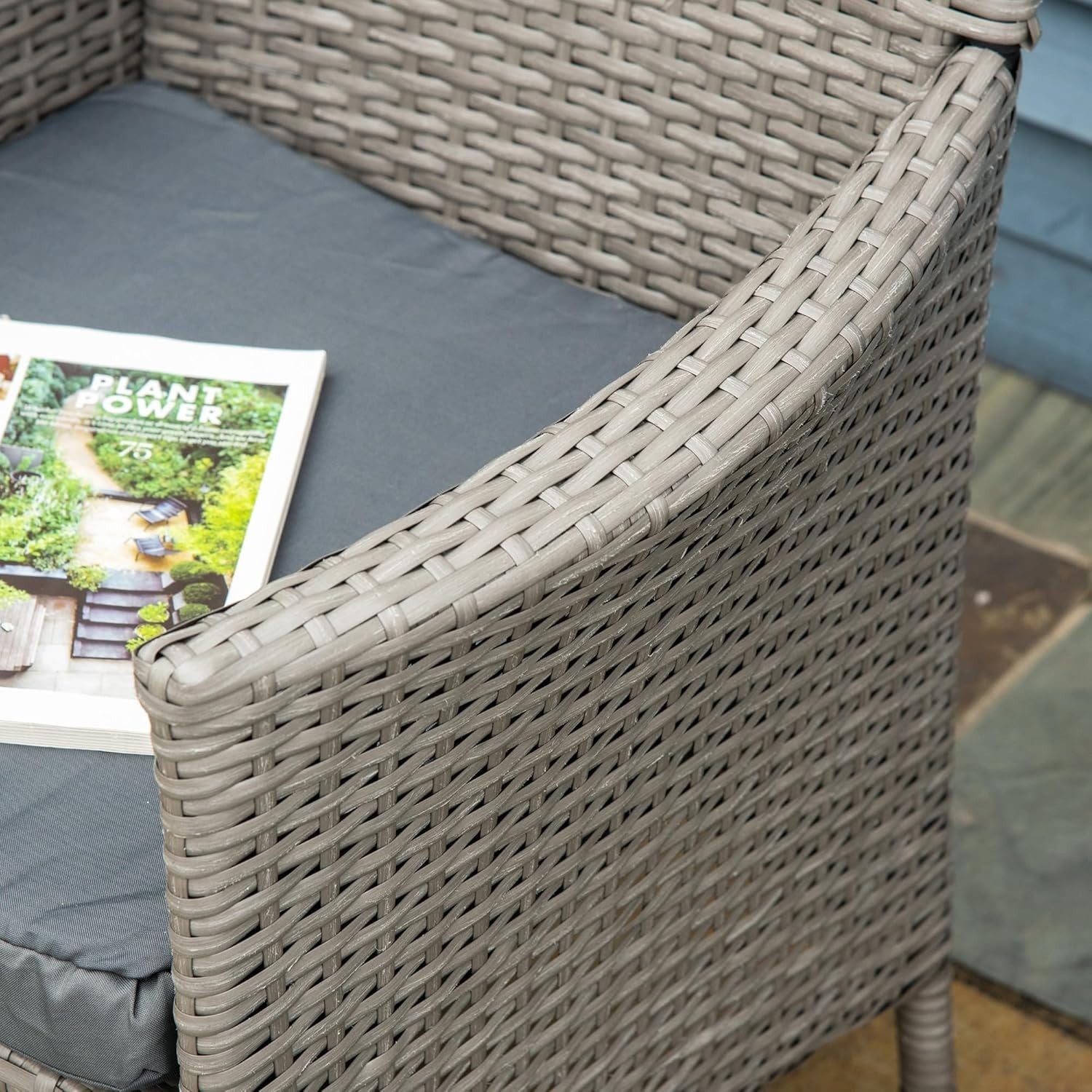 Set of 4 Rattan Garden Dining Chairs with Cushions High Back Patio Seating