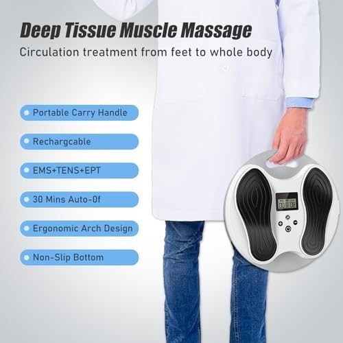Rechargeable EMS & TENS Foot Massager for Circulation & Pain Relief
