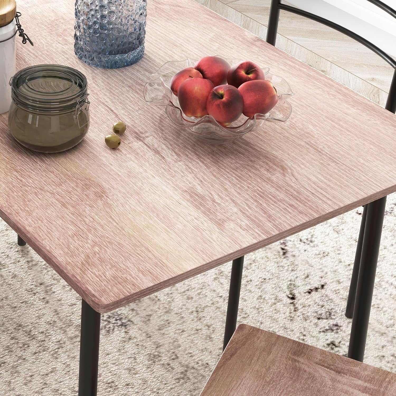 Space-Saving 5-Piece Dining Set | Modern Rectangular Table & 4 Chairs, Compact