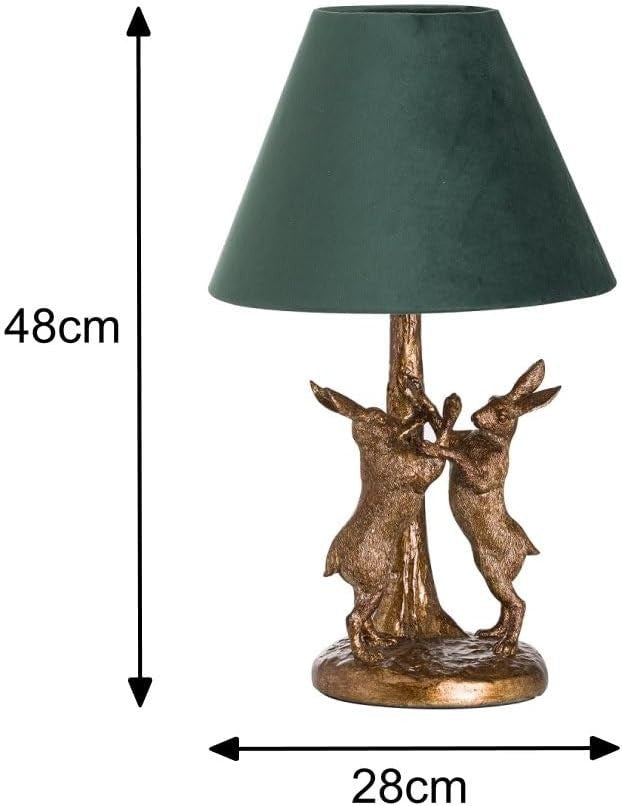 Vintage Antique Gold Table Lamp with Green Velvet Shade, 48cm Tall