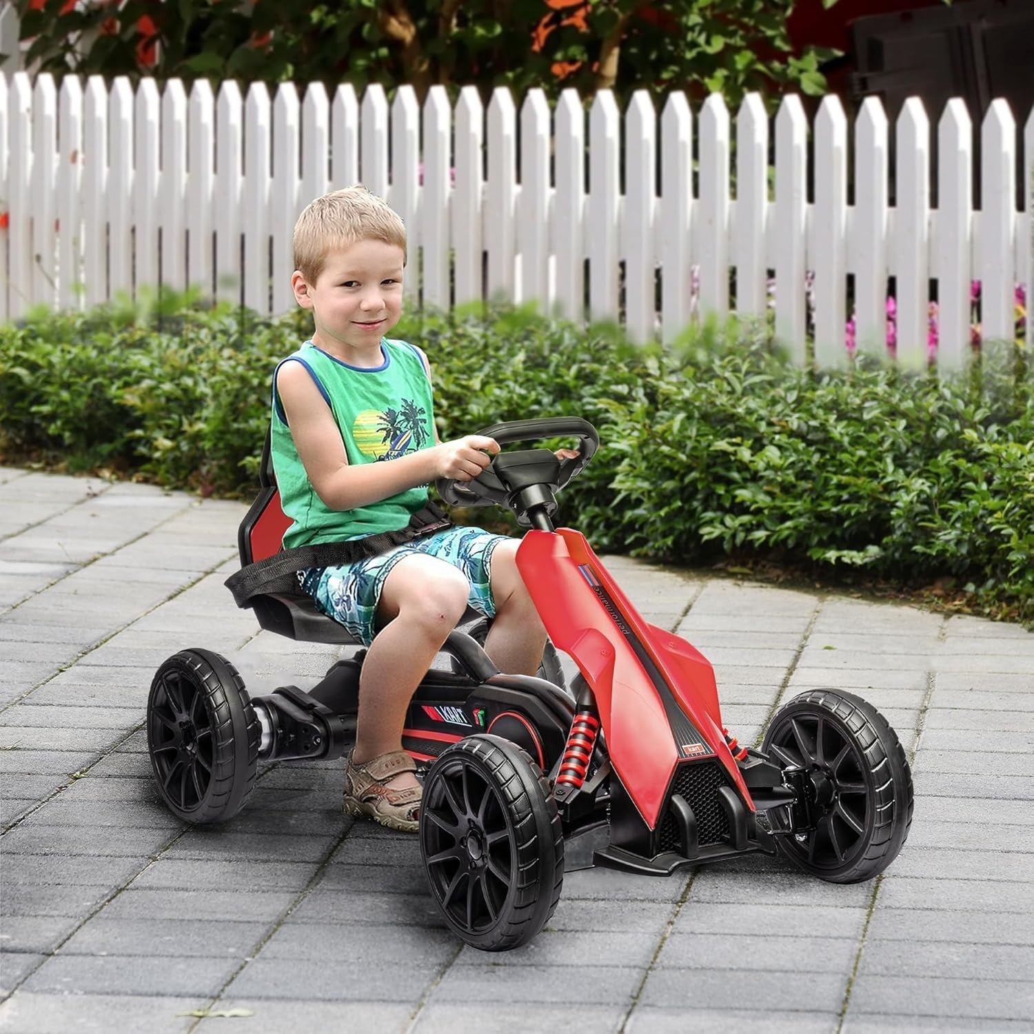Kids Electric Go Kart 12V Drift Kart Ride On Car Red Seat Belt 30kg