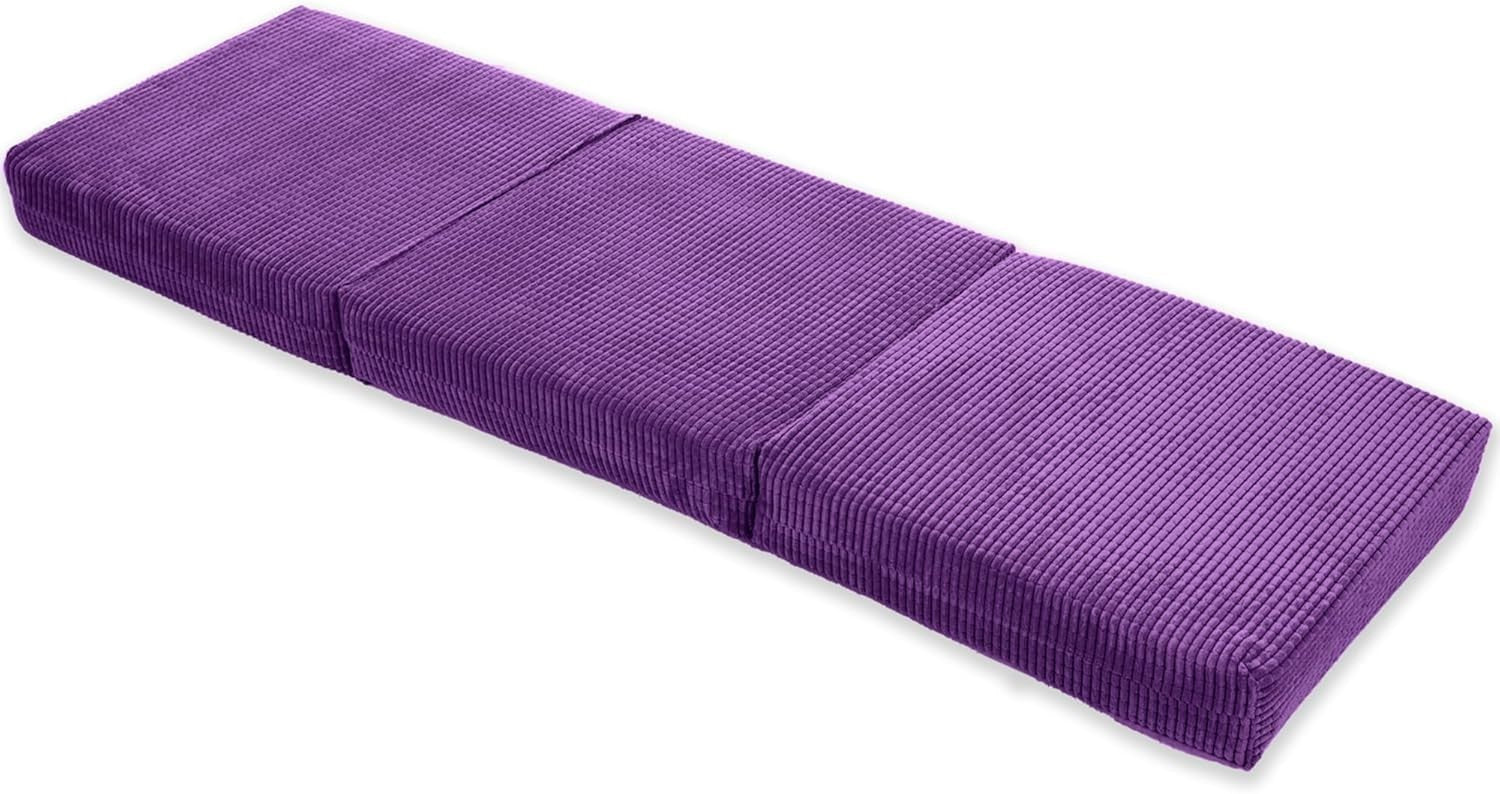 Z Bed Chair Futon Mattress Purple Fold Out Single Sofa Bed Footstool Seat
