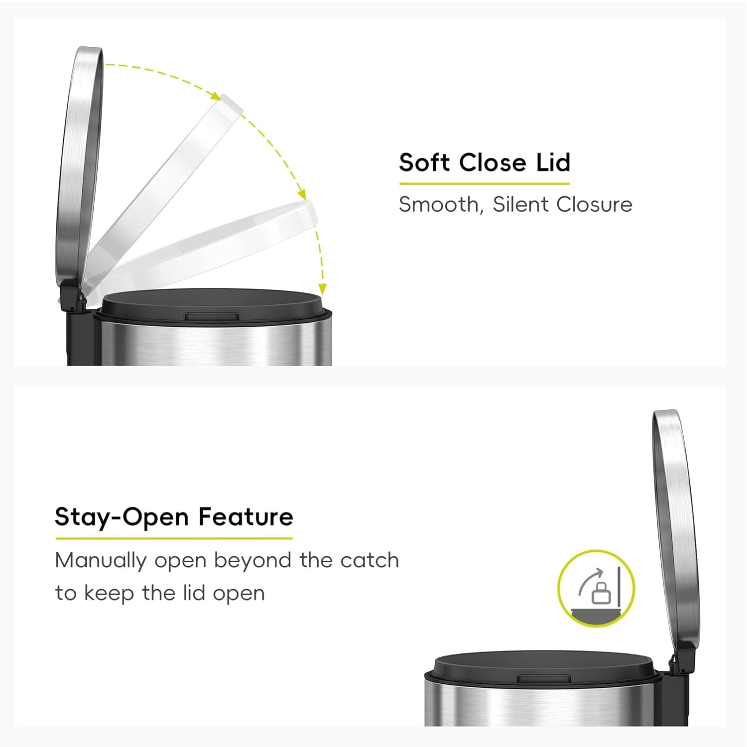 5L Stainless Steel Pedal Bin – Soft Close Bathroom Trash Can