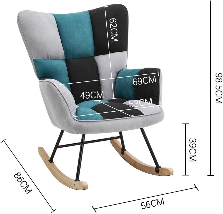 High Back Rocking Chair with Cozy Cushion, Durable Metal Frame, Relaxing Seat
