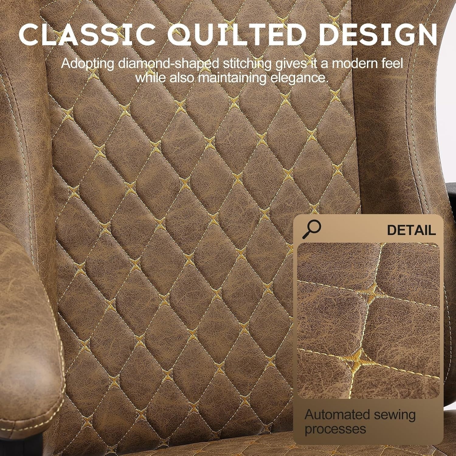 Ergonomic Brown High Back Office Chair Pocket Spring Cushion Recliner Swivel