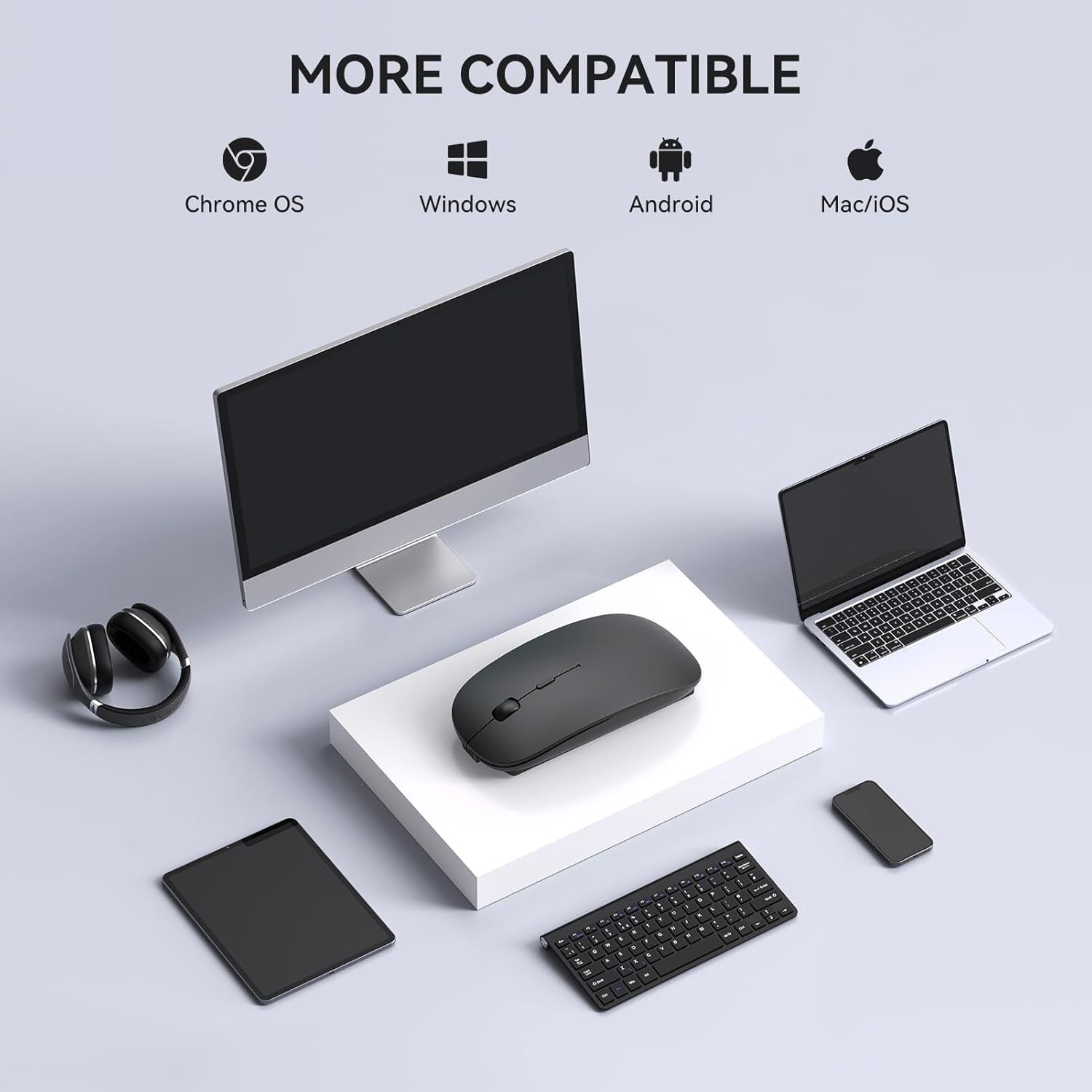 Rechargeable Wireless Mouse USB C USB A Silent Click Slim Laptop PC Mac