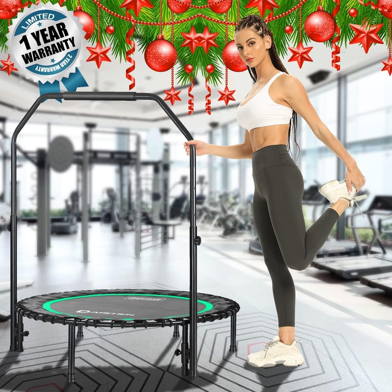 40in Heavy Duty Rebounder Mini Trampoline Quiet Bungee 200KG