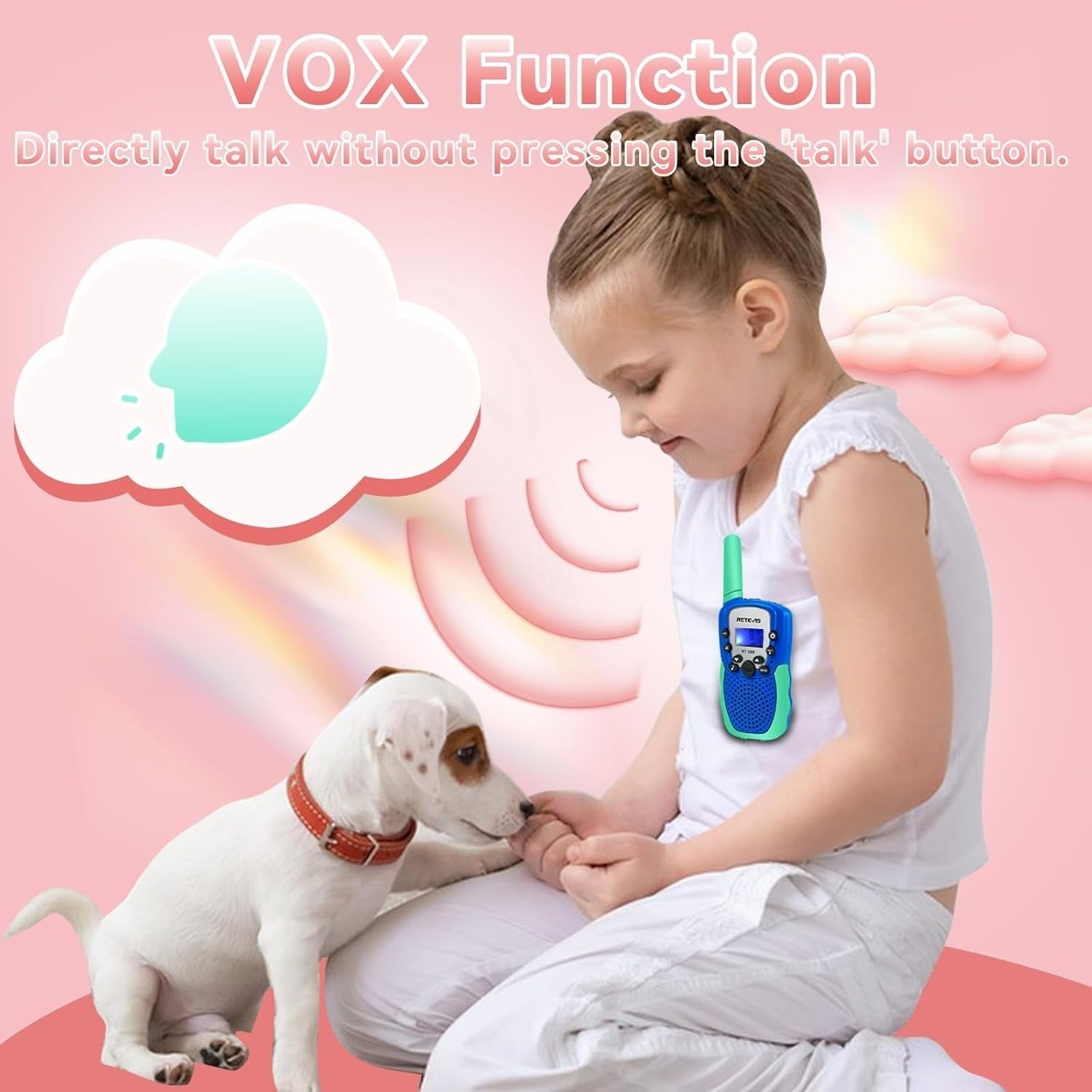 Kids Walkie Talkie VOX Flashlight Clear Sound Outdoor Toy Gift Blue